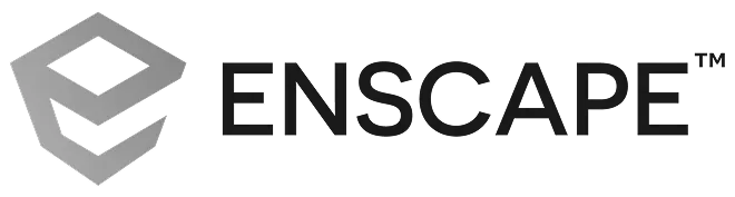 The Enscape logo with a geometric icon on the left and the word "ENSCAPE" in bold, black capital letters to the right.