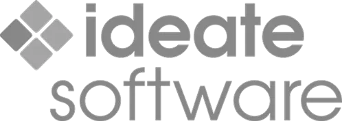 Logo for Ideate Software featuring four diamond shapes on the left and the words "ideate software" in lowercase to the right.